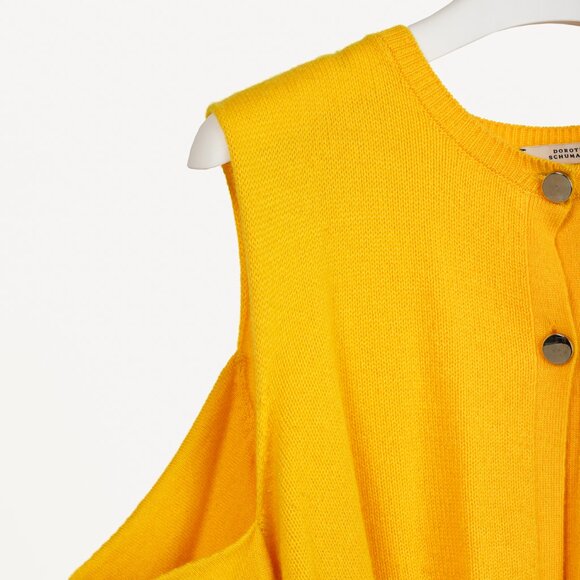 Dorothee Schumacher Yellow Cashmere Cold-Shoulder Cardigan - Picture 4 of 9